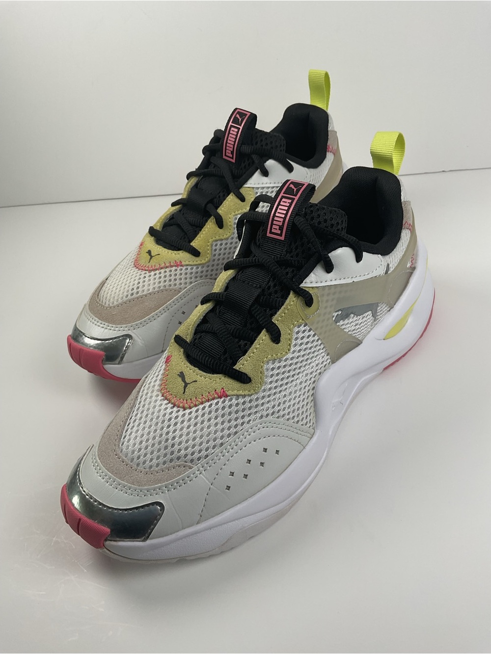 PUMA Softride Sophia 2 Women’s Sneakers White Pink Lime Size 10 Walking Shoes
